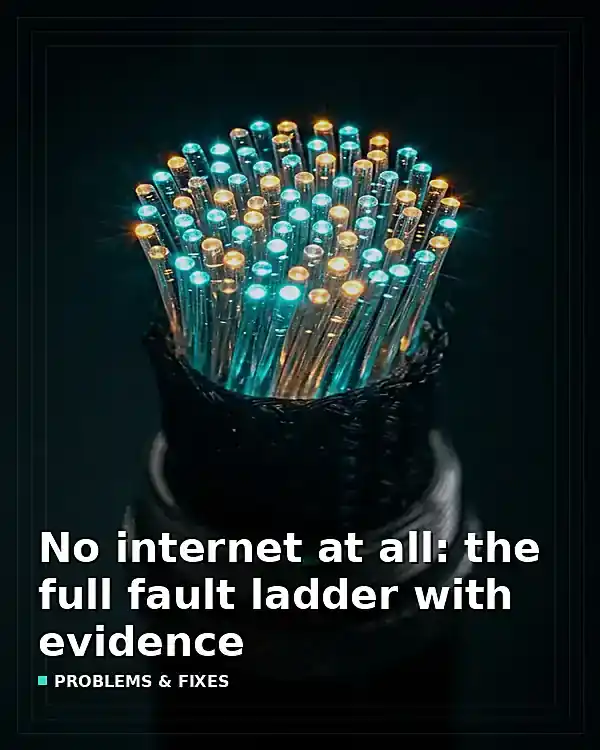 No internet at all: the full fault ladder with evidence - TelecomDesk guide artwork